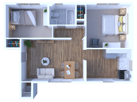 2 Bedroom Floor Plan at Lawndale Apartments, Philadelphia, PA 19111